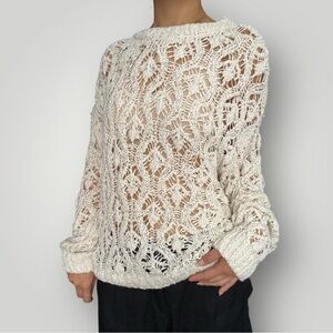 Zara Cream Open-Knit Sweater Size S